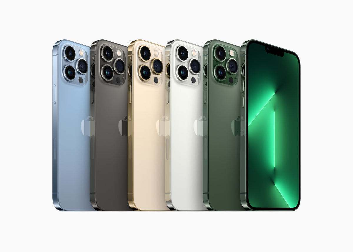 Apple iPhone 13 Pro in Sierra Blue, Graphite, Gold, Silver and Alpine Green
