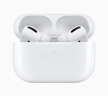 Apple AirPods Pro (1st generation) earbuds in the open charging case