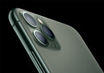 Apple iPhone 11 Pro in Midnight Green, matte glass back and triple-camera close-up