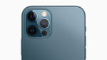 Apple iPhone 12 Pro in Pacific Blue, rear camera and LiDAR detail