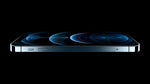 Apple iPhone 12 Pro in Pacific Blue, side view with volume buttons and SIM tray
