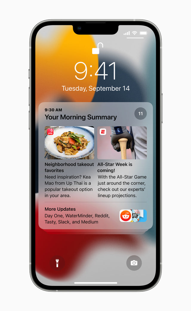 Apple iPhone 13 Pro, front view showing the lock screen