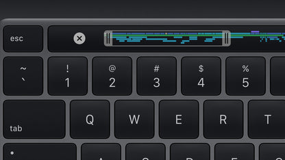 MacBook Pro 13-inch Intel (2020), physical Escape key and Touch Bar close-up