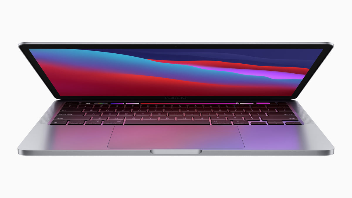 MacBook Pro 13-inch with Apple M1 (2020) — Space Gray open keyboard and Touch Bar view